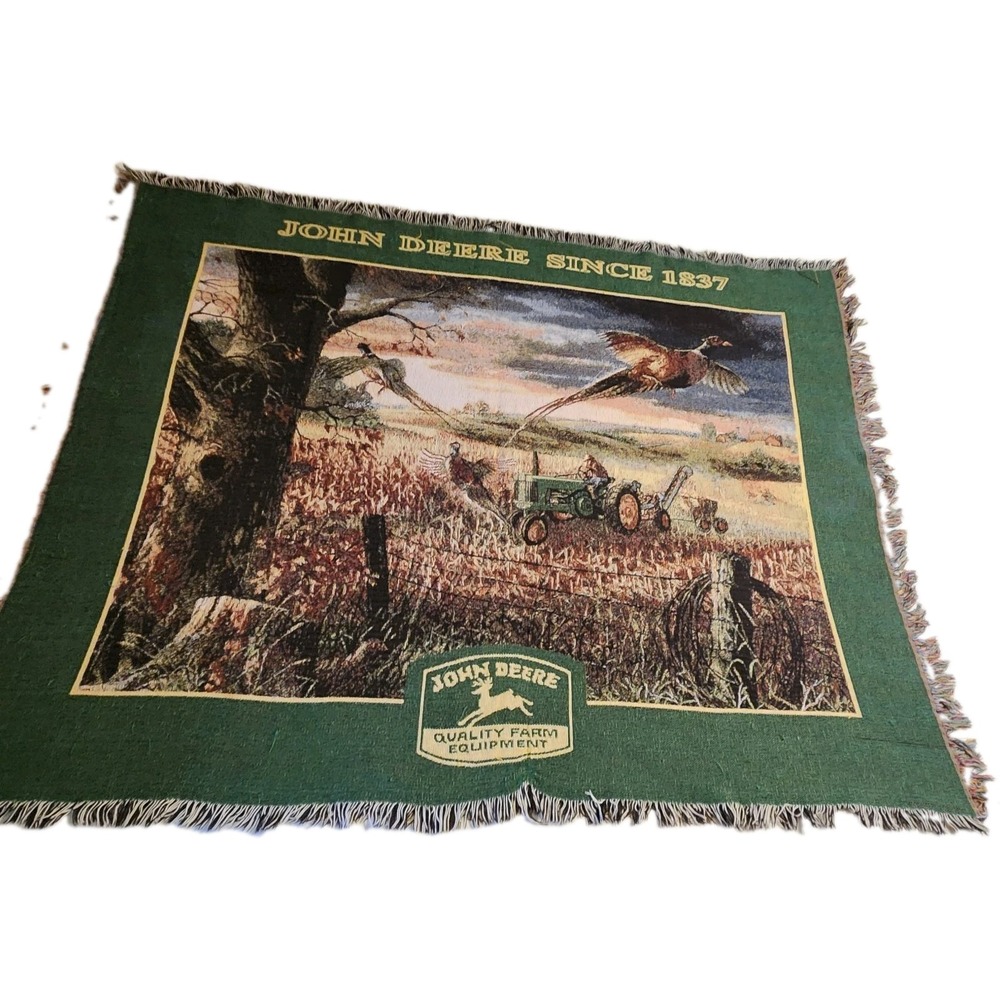 Vtg Danbury Mint John Deere Blanket Charles Freitag Autumn Flush Woven USA Made